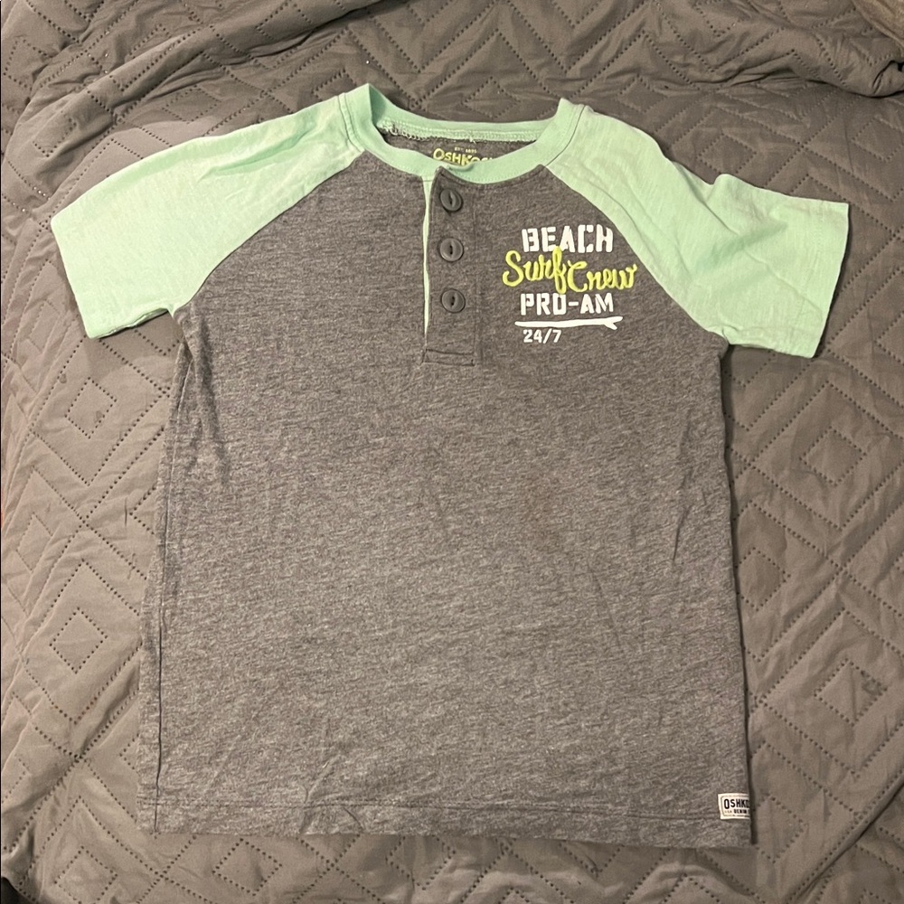 OshKosh B'gosh Boys Mint & Gray Graphic Henley